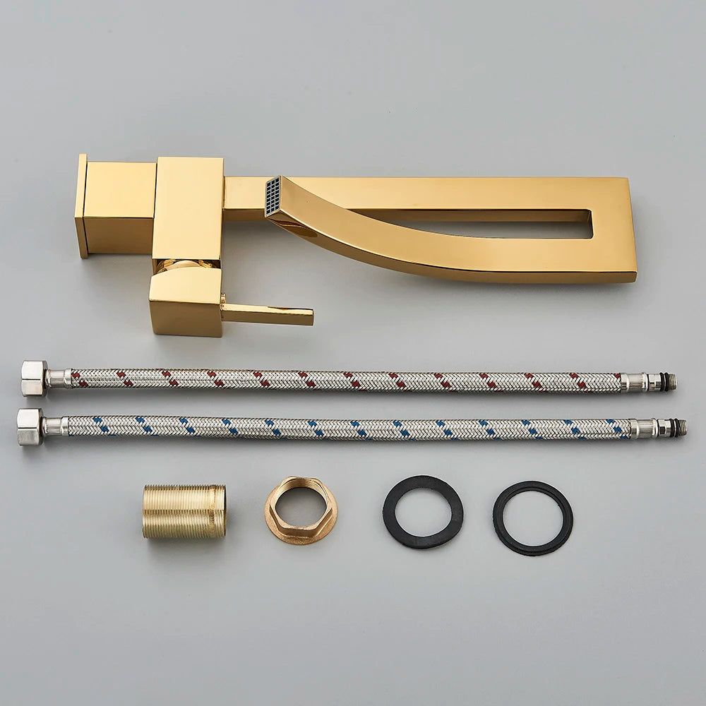 Basin Faucet Black Bathroom Basin Mixers Deck Mounted Cold Hot Taps Single Lever Lavatory Sink Faucet Gold Washing Tap