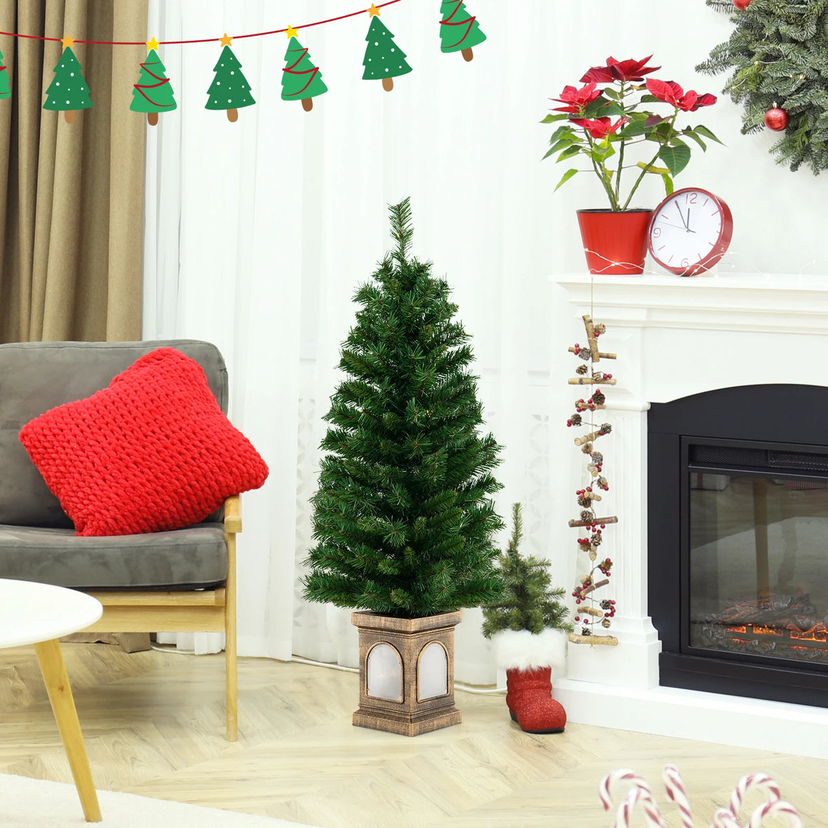 LIFEZEAL Prelit Potted Christmas Tree With Warm LED Lights
