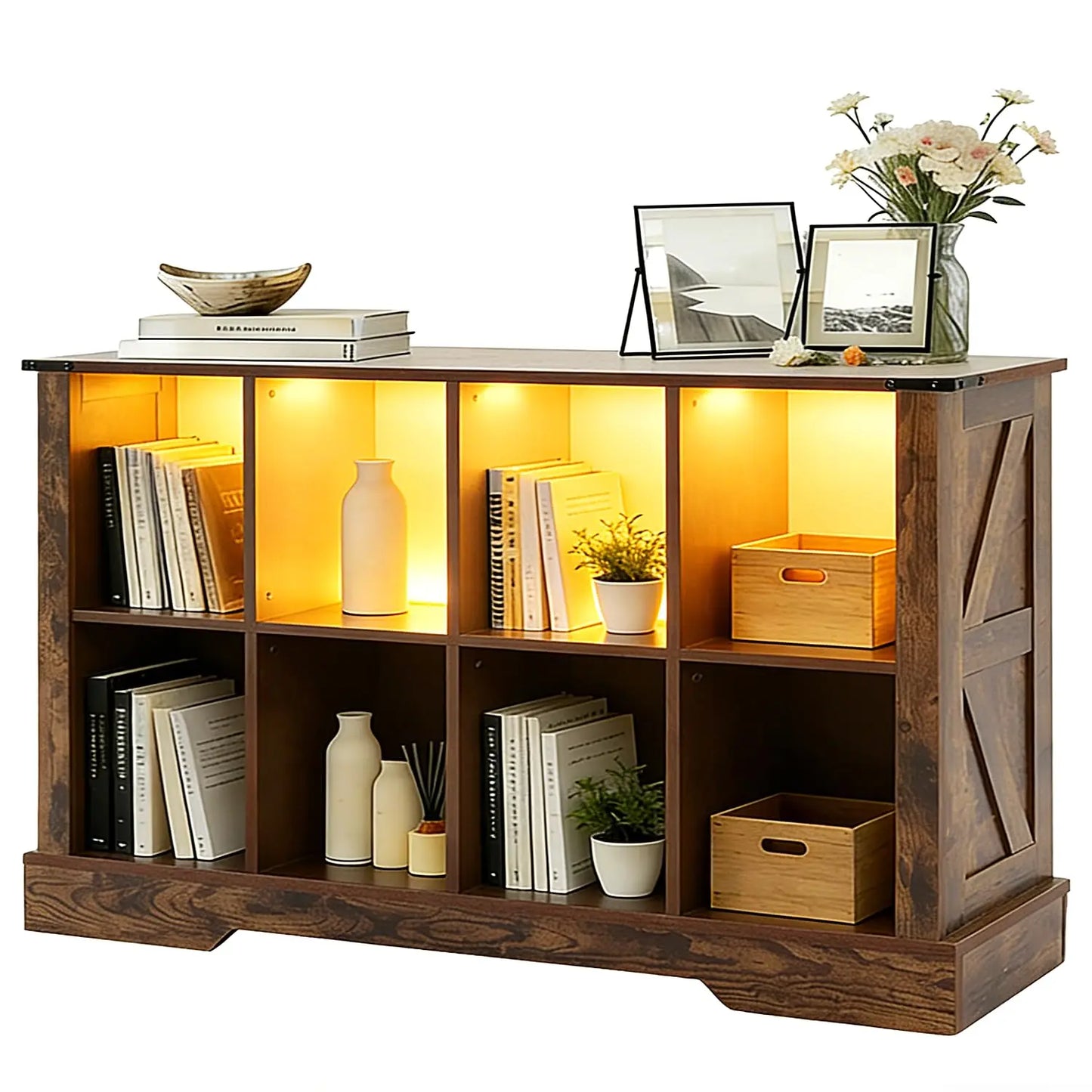 Guangbai Storage Organizer 2 Tier Shelf Led Lights