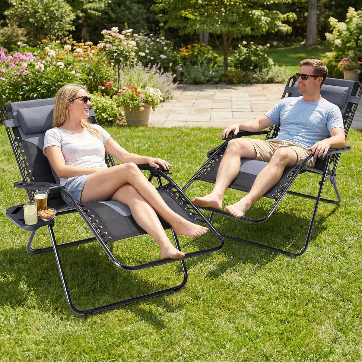 JHK Zero Gravity Reclining Lounge Chair With Pillow Cup Holder