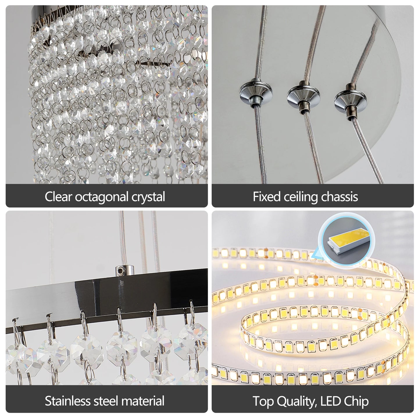 Crystal Chandelier LED Pendant Light Polished Finish Living Room