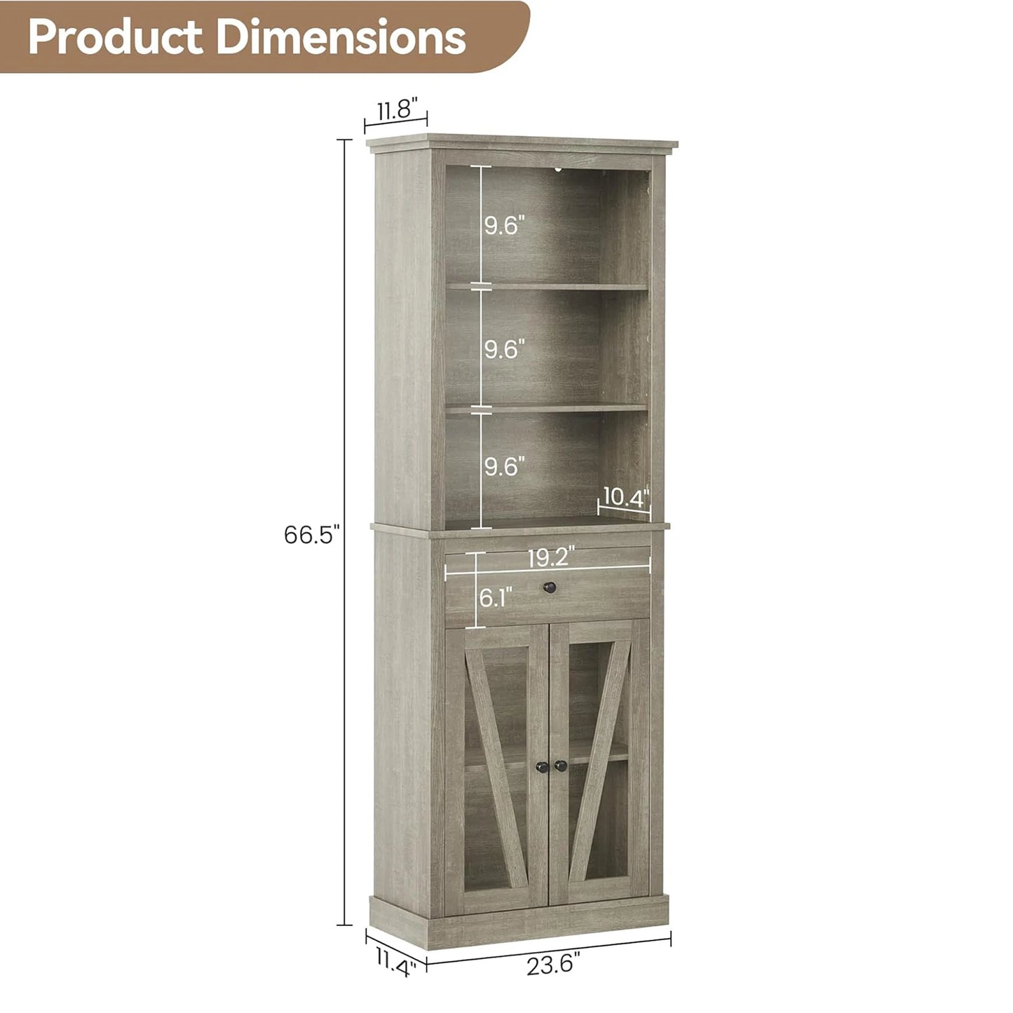 Tall Storage Cabinet, Bathroom Storage Cabinet with Doors & Adjustable Shelves for Living Room, Kitchen & Pantry, Laundry