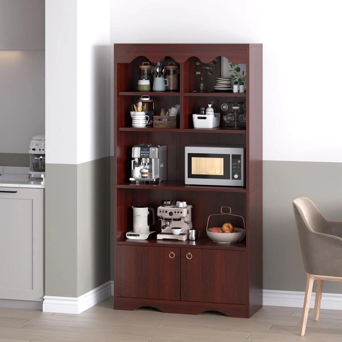 5-Tier Open Bookcase Tall Modern Bookshelf  Wood Display Floor Bookshelf Storage Organizer Shelf for Bedroom Living Room Office