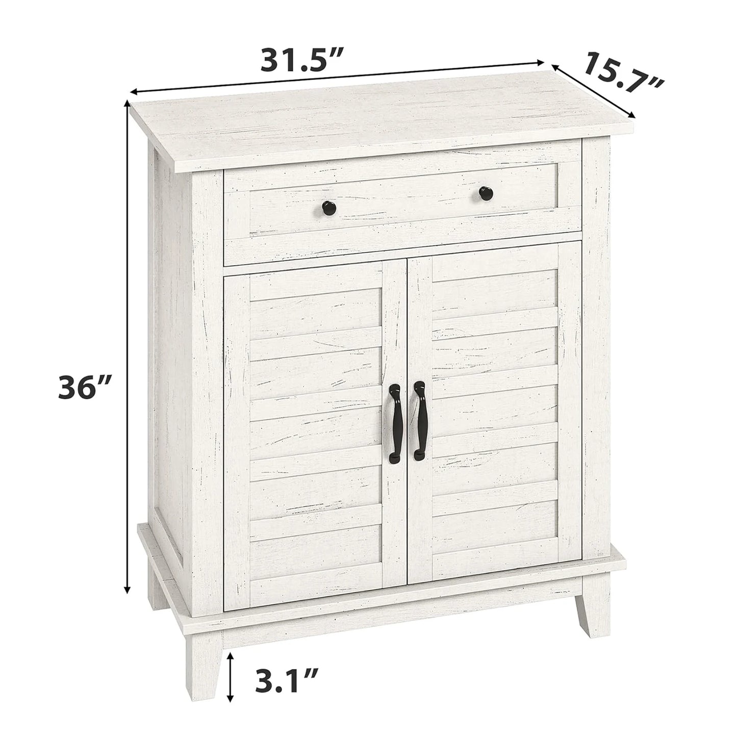 Farmhouse Storage Cabine 3-Tiers Adjustable Shelf, Rustic Kitchen & Dining Room Organizer, Multi-Functional Entryway Cabinet