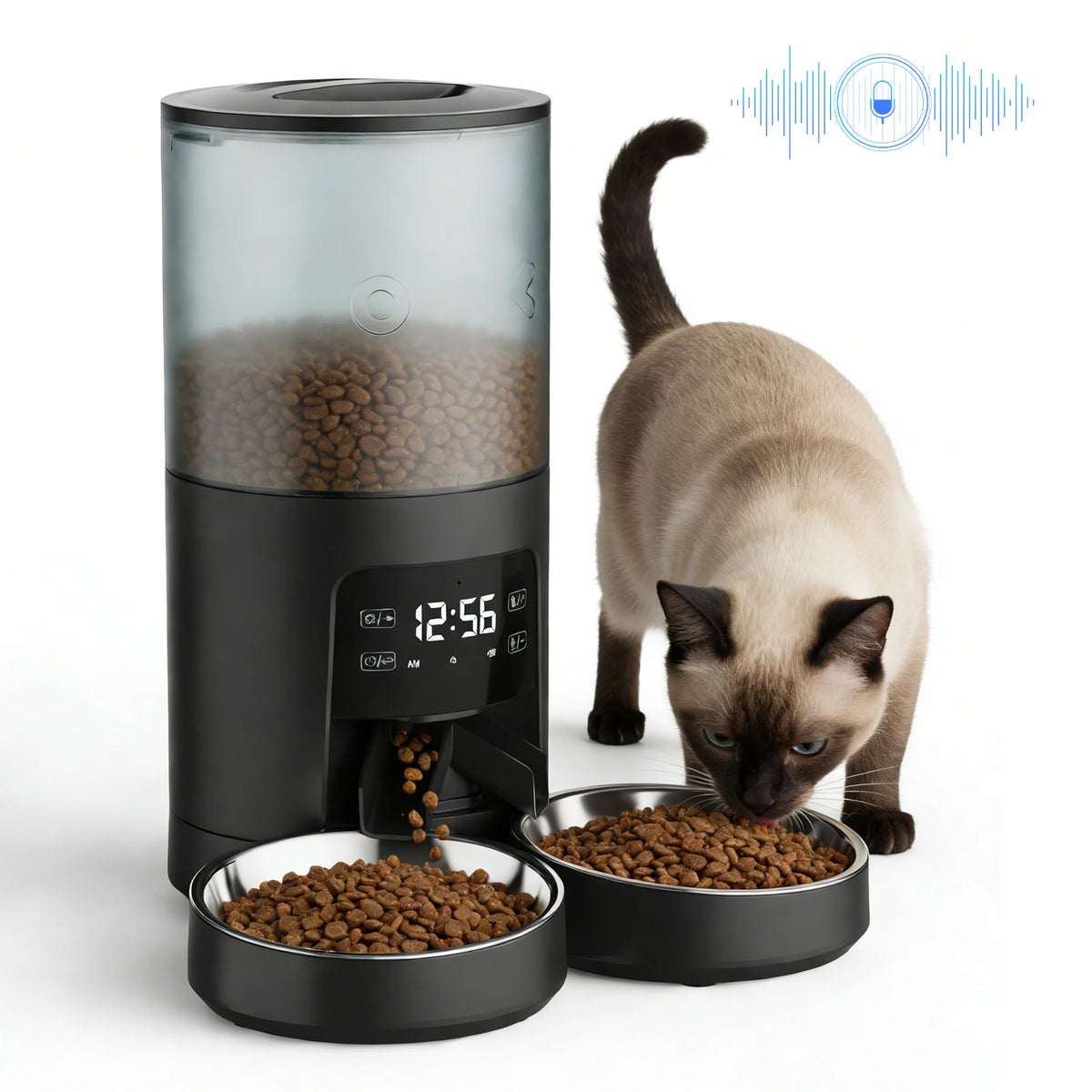 Automatic Cat Feeder With Dual Stainless Bowls And Timed Feeding