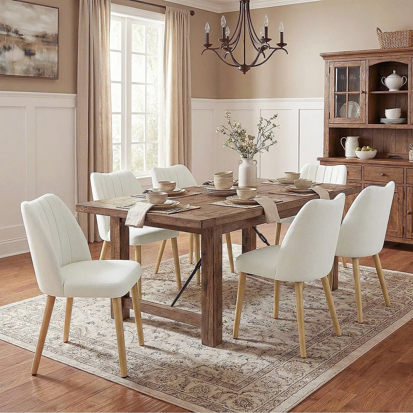 HiMISS Mid Century Modern Upholstered Dining Chairs Pair