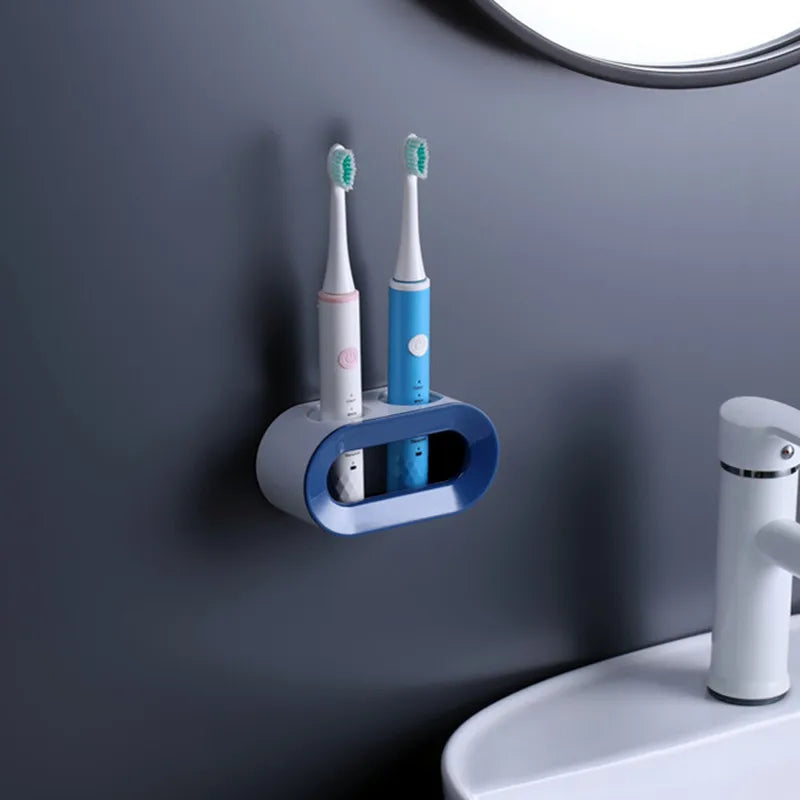 Electric Toothbrush Holder Double Hole Self Adhesive Wall Mount Bathroom