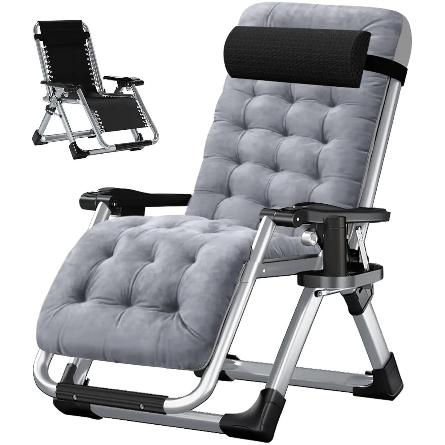 Zero Gravity Chair, Premium Lawn Recliner Folding Portable Chaise Lounge with Detachable Cushion, Headrest and Cup, Custom
