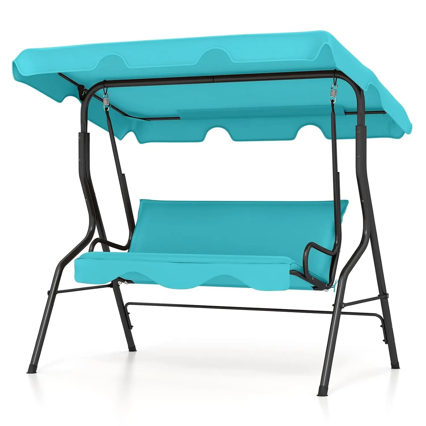 3 Person Porch Swing, Patio with Removable Cushion & Powder-Coated Steel Frame, Outdoor Swing with Canopy for Porch,, Custom