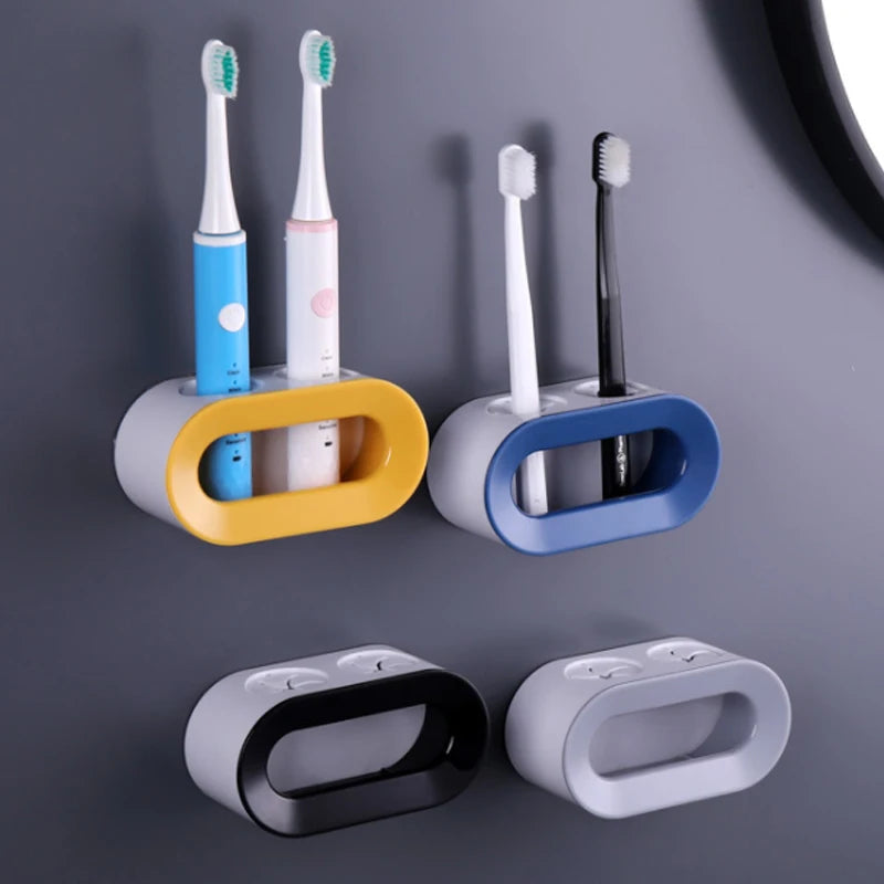 Electric Toothbrush Holder Double Hole Self Adhesive Wall Mount Bathroom