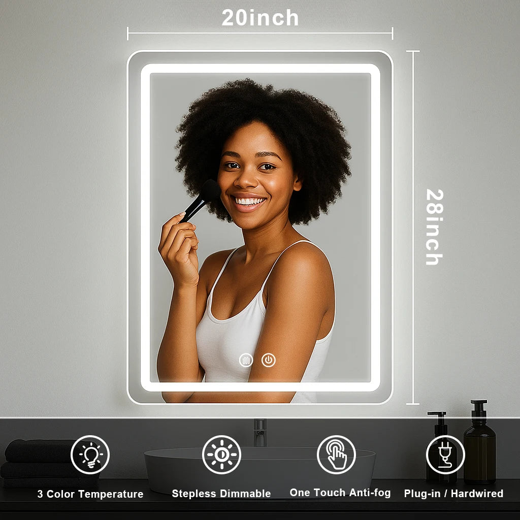 MYGIIVOVO LED Backlit Fogless Demister Bathroom Vanity Mirror