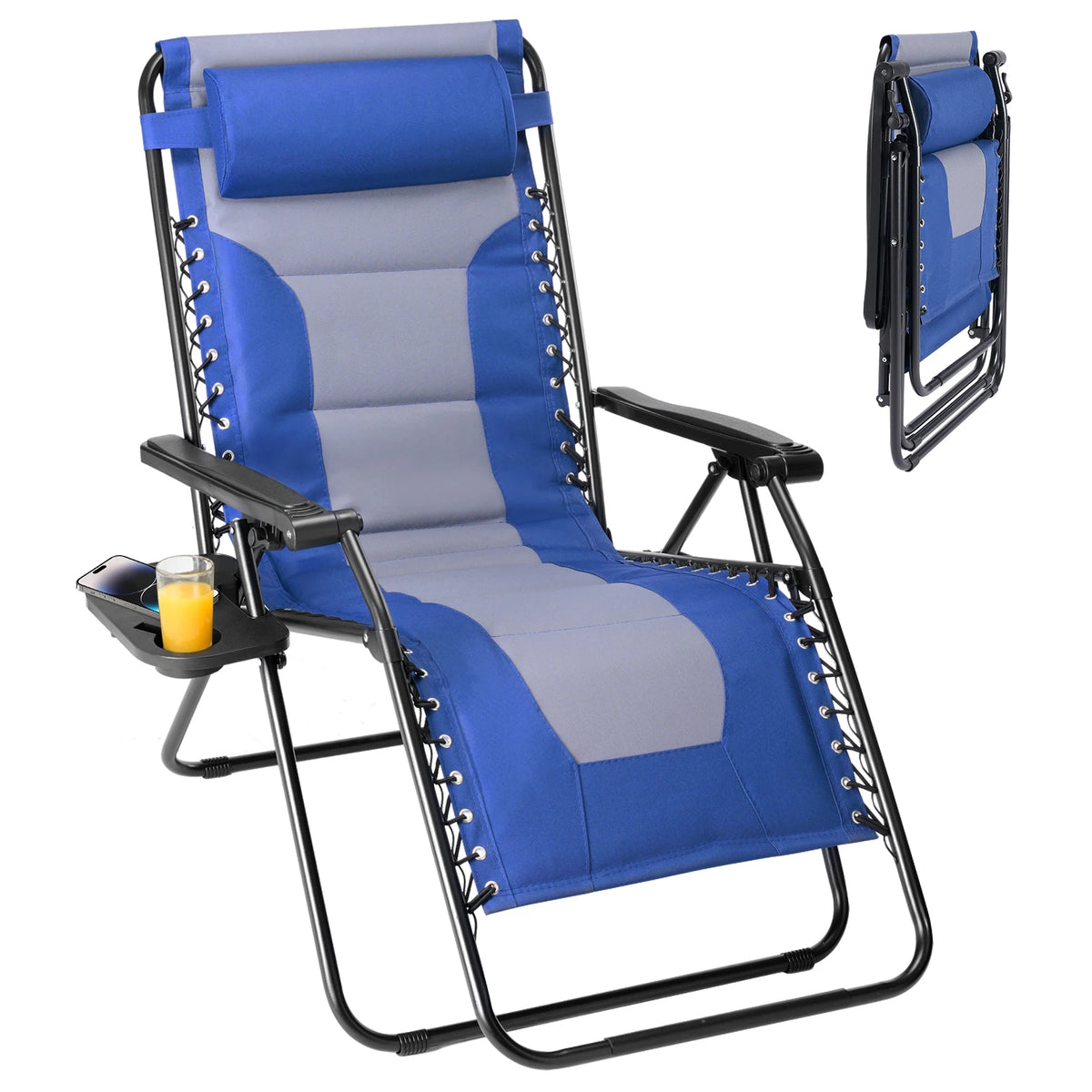 JHK Zero Gravity Reclining Lounge Chair With Pillow Cup Holder