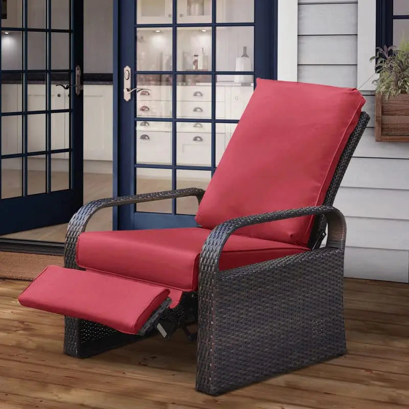 Outdoor Recliner Wicker Patio Adjustable Recliner Chair with 5.5" Thick Cushions and Footrest,Rust-Resistant Aluminum, Custom