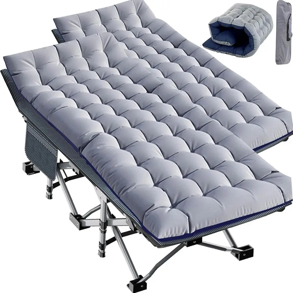 Oversized XXL olding Camping Cot or Adults with Pad, Padded Portable Sleng Cots, Camp Bed with Carry Bag or Outdoor Travel, Beac