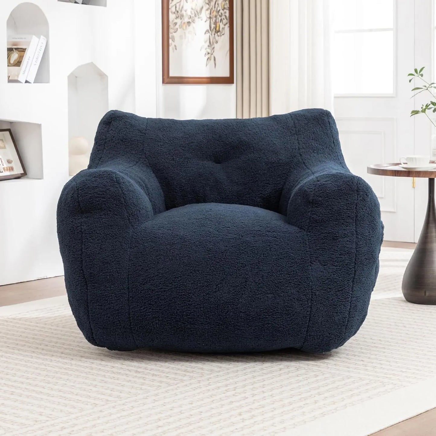 Memory Foam Bean Bag Chair For Adults With Arms FauxFur