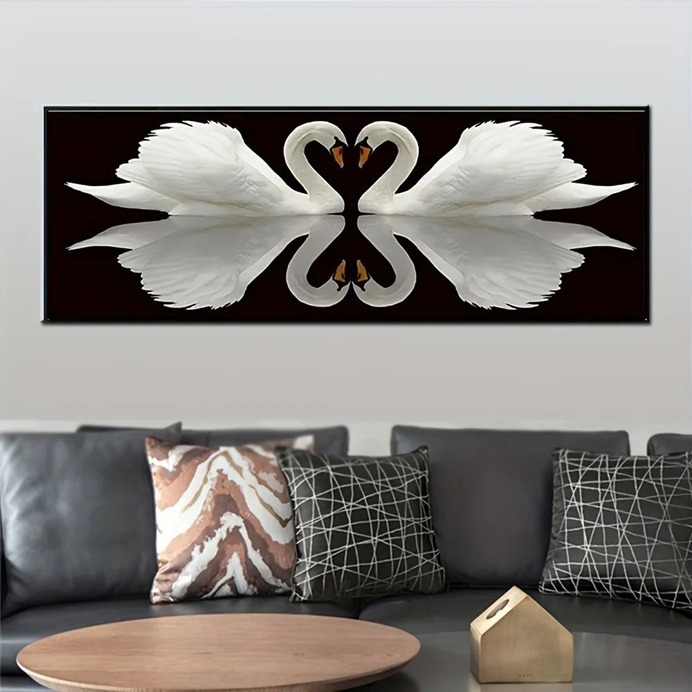 A Whooper Swan poster: Art animal print home decor suitable for the interior, 1.5 inch thick pine solid wood frame