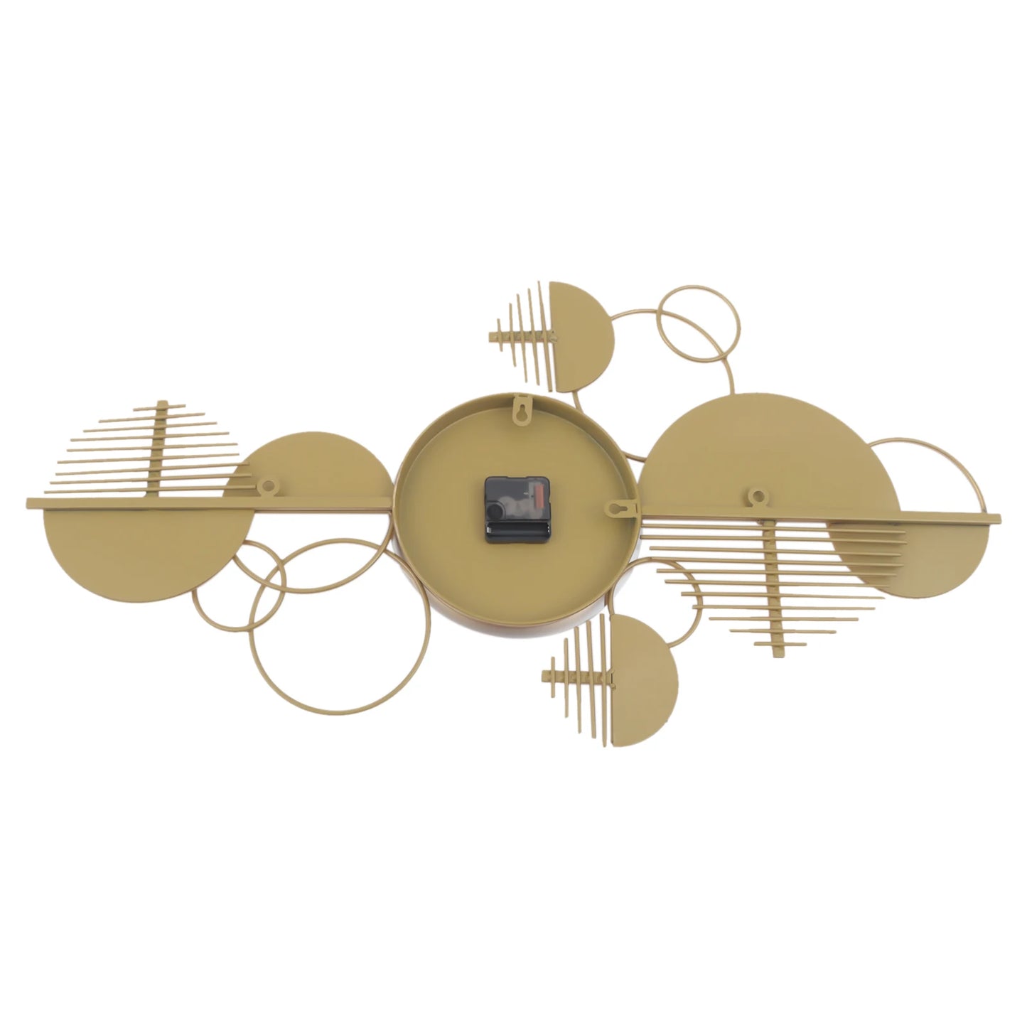 Geometric Wall Clock, 86x43cm Gold Iron Forged Timepiece, Silent Quartz Movement Clear Arabic Numerals Multi-position Hanging Slots Indoor Wall Decor For Living Room Office Cafe