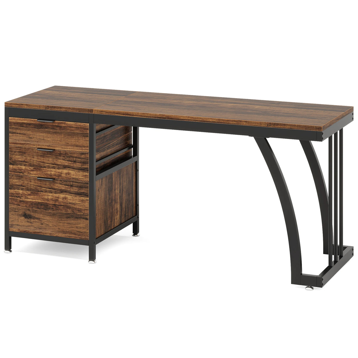 Tribesigns Industrial Computer Desk With Three Drawers And Storage