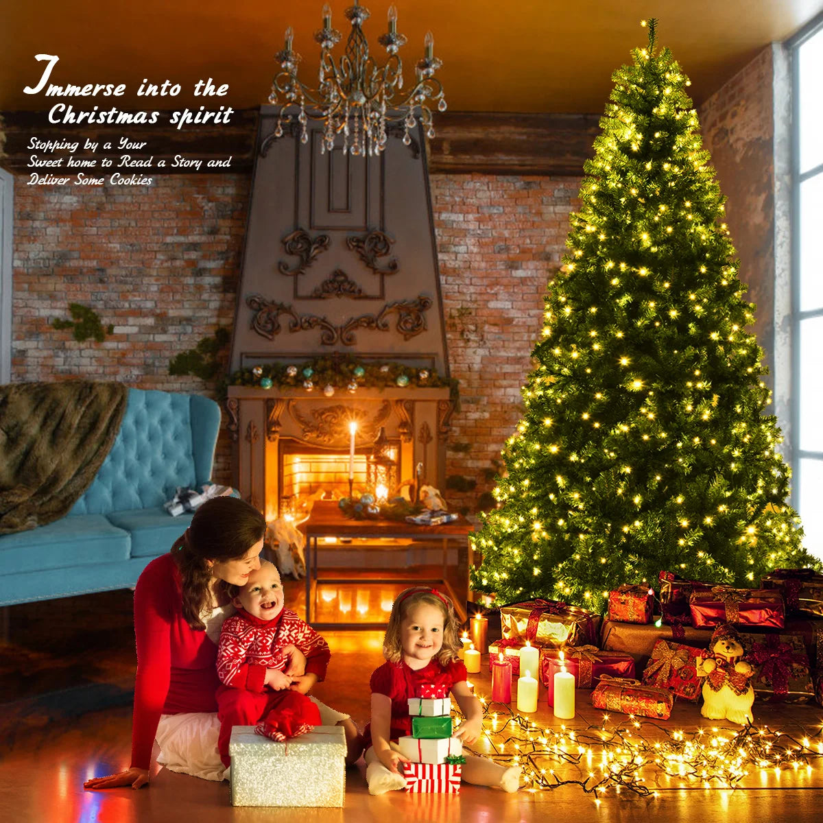 MULTIGOT Prelit Artificial Christmas Tree With LED Lights