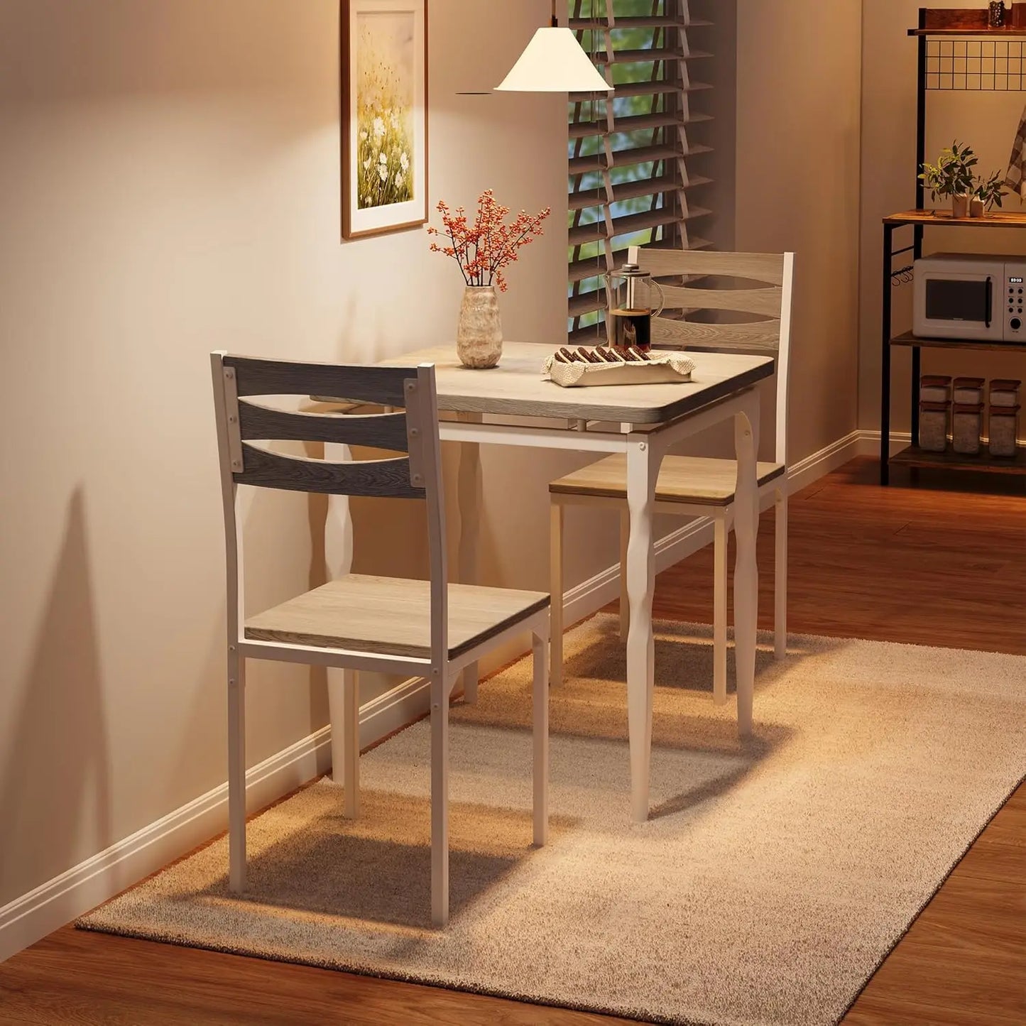 3 Piece Dining Table Set for 2, Dining Table and 2 Pieces Chairs, Dining Set for Small Spaces