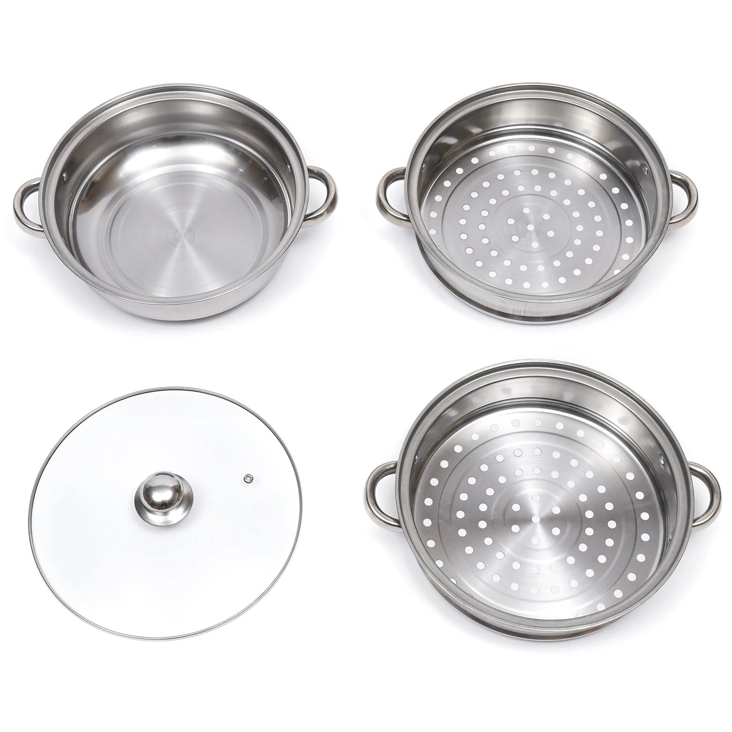 Stainless Steel Three Layer Thick Steamer Pot Soup Steam Pot Universal Cooking Pots for Induction Cooker Gas Stove