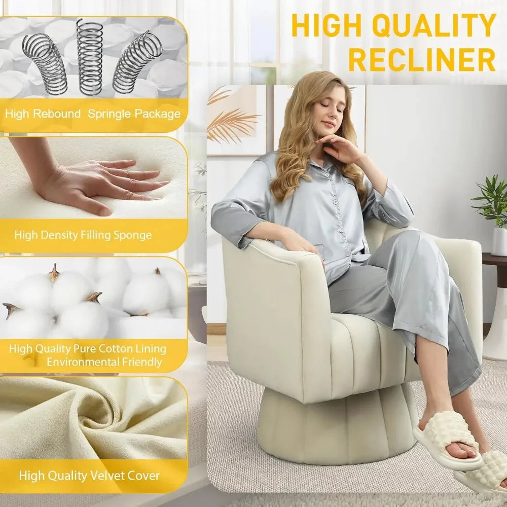 MOYU Velvet Upholstered Swivel Accent Chair 360 Degree Spin Armrest