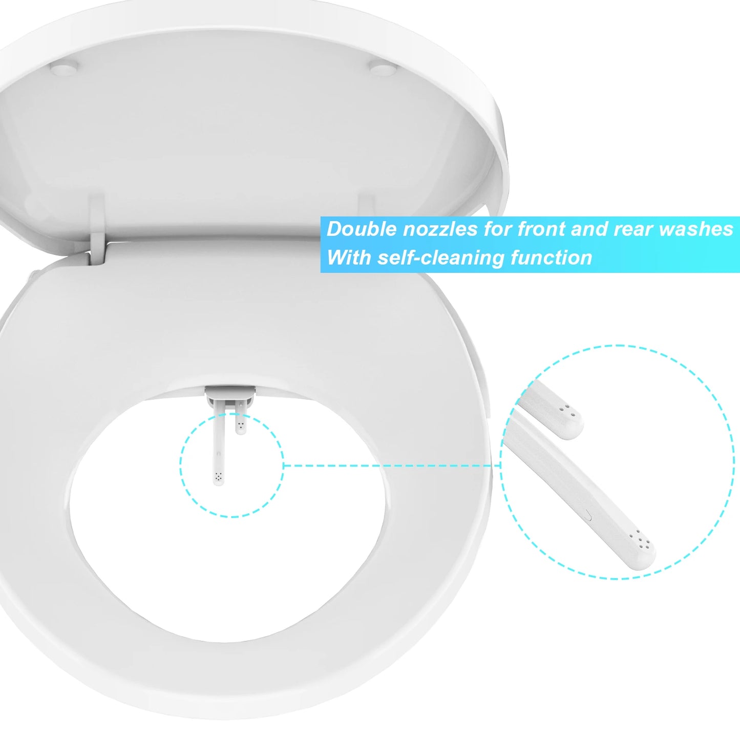 Bidet Toilet Seat, Premium Non-Electric Round Bidet Toilet Seats with Dual Nozzle, Perfect for Personal Hygiene and Comfort