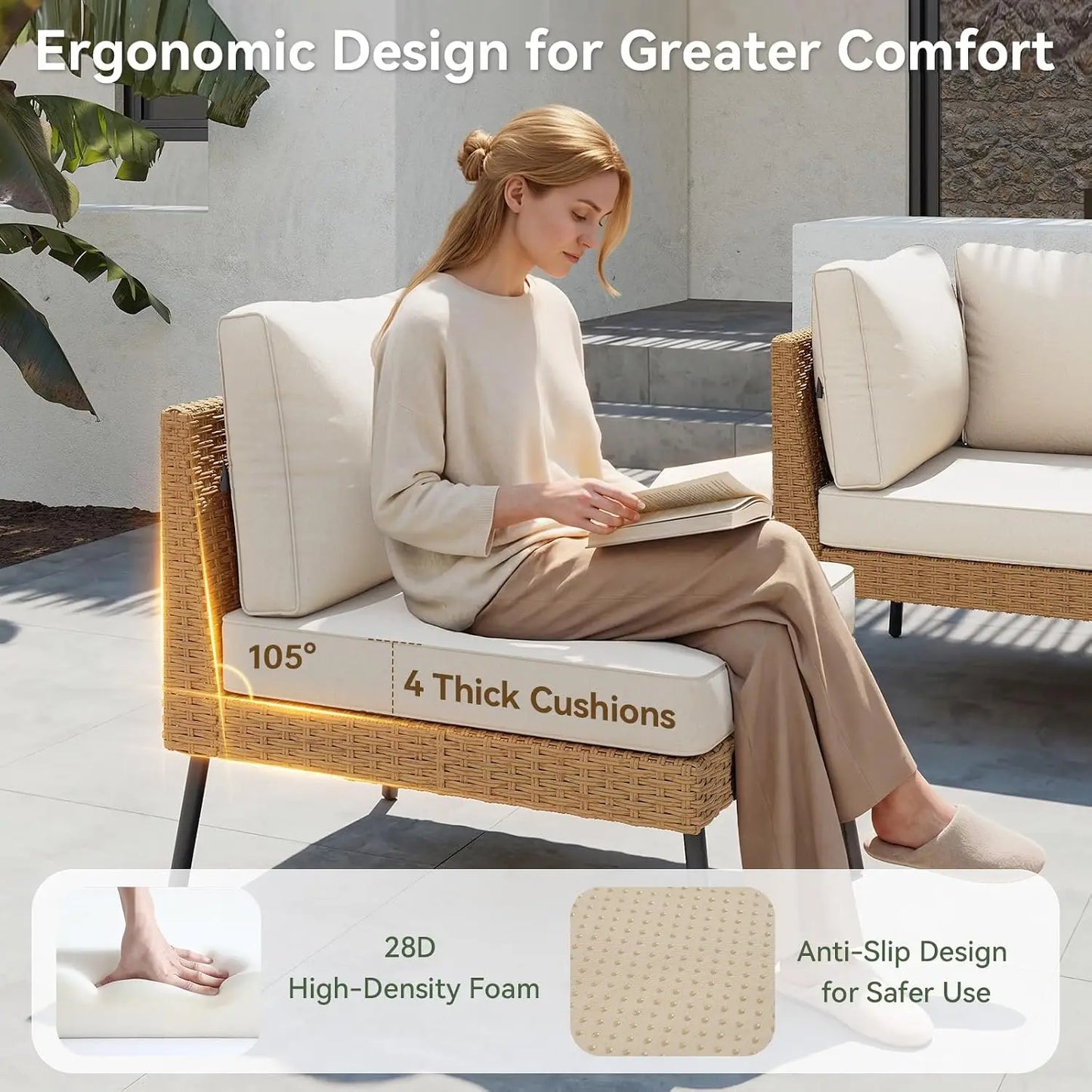 10 Piece Patio Furniture Set, 10 Seats Outdoor Sectional Sofas with Thick Cushion, Wicker Outdoor Patio Furniture Set, Custom