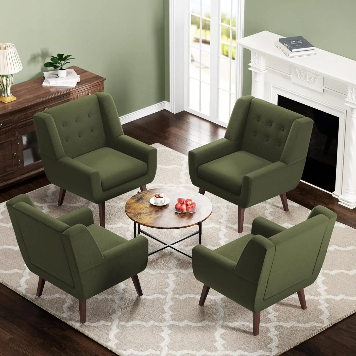 MOYU Accent Chairs Set of 4 Upholstered Button Tufted Armchairs