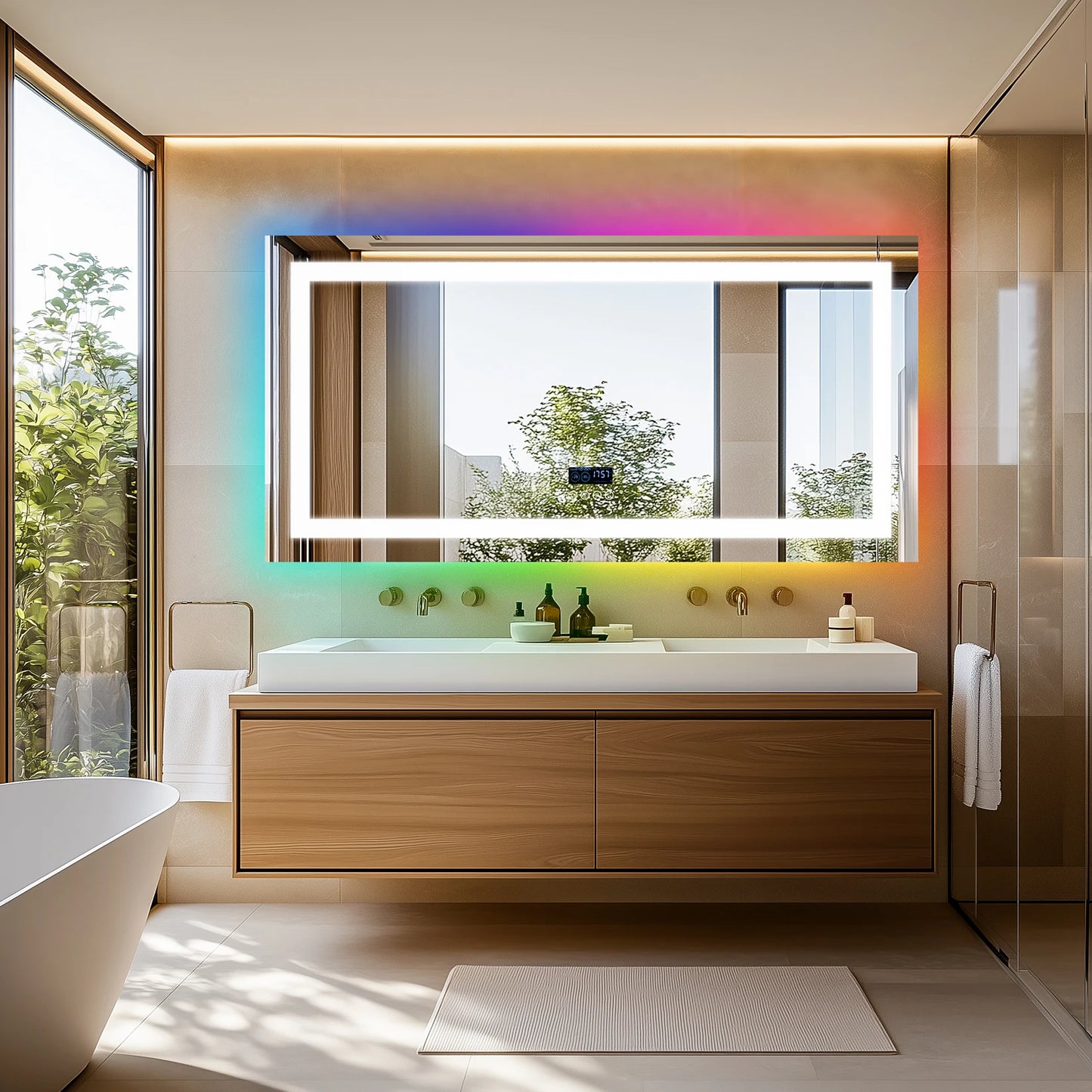 Wisfor Anti Fog Led Dimmable Bathroom Mirror With Bright Lighting
