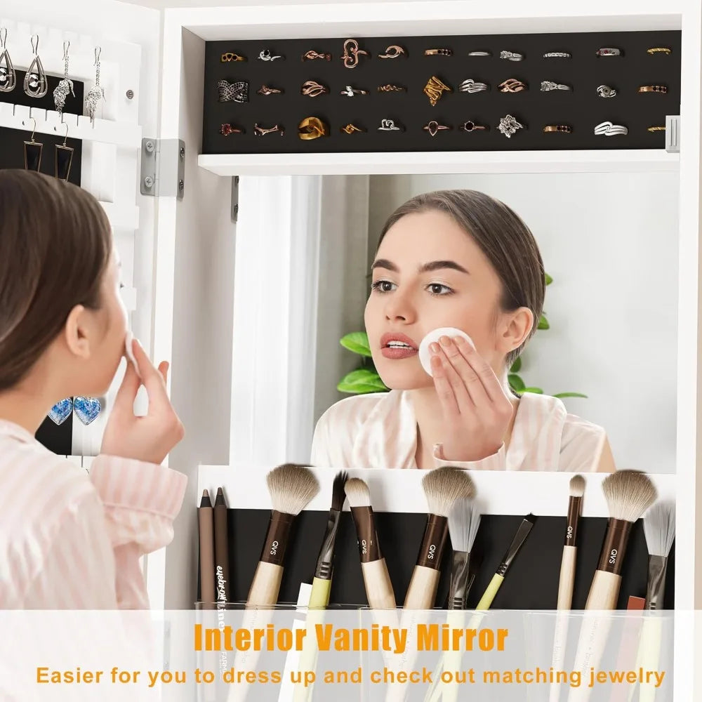 XIAOLANG 360 Degree Swivel Jewelry Armoire With Full Length Mirror