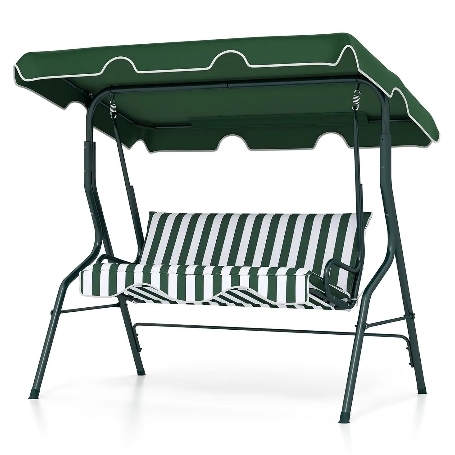 3 Person Porch Swing, Patio with Removable Cushion & Powder-Coated Steel Frame, Outdoor Swing with Canopy for Porch,, Custom