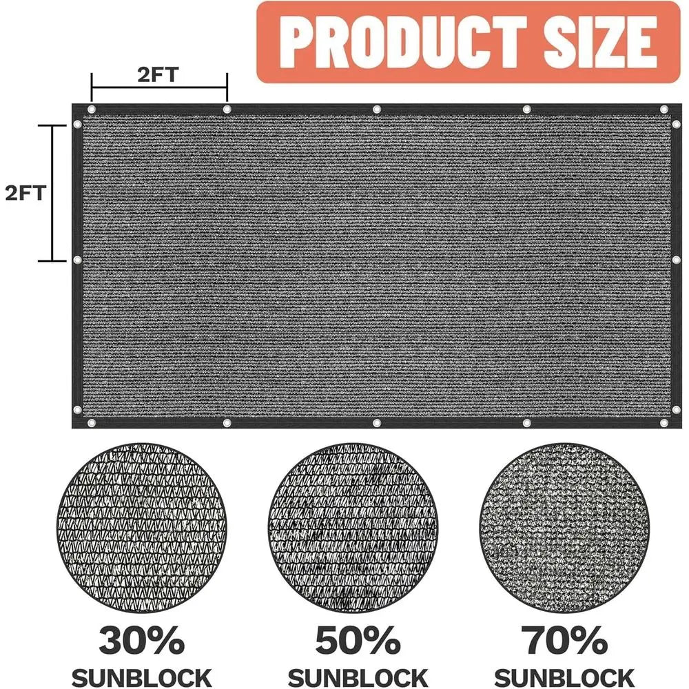 10' x 25' Black Custom Size Shade Cloth with Grommets - 90% Sunblock, Durable Mesh abric Tarp or Dog Kennel Cover, ence Privacy