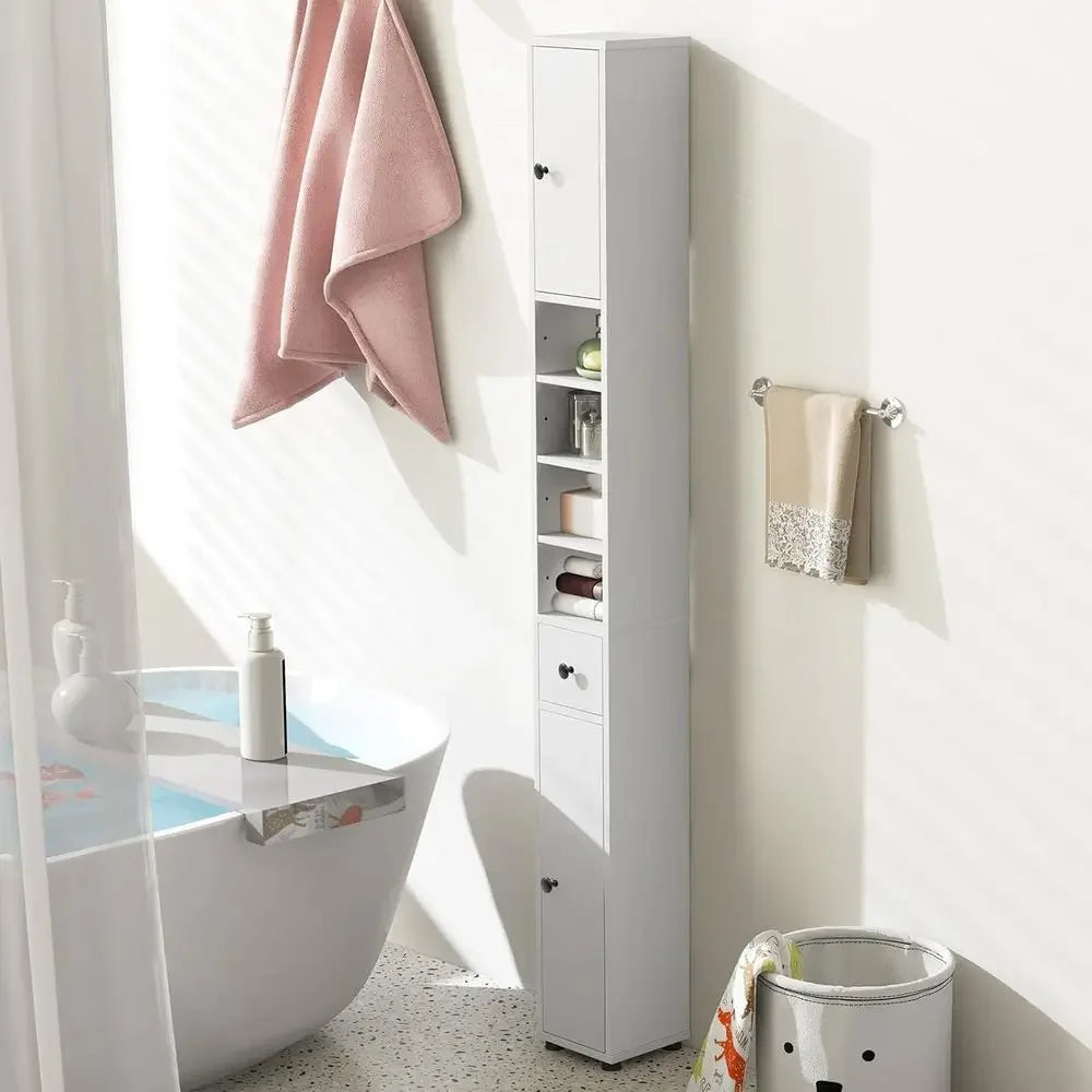 Freestanding Bathroom Storage Cabinet With Two Doors And Drawer Shelves