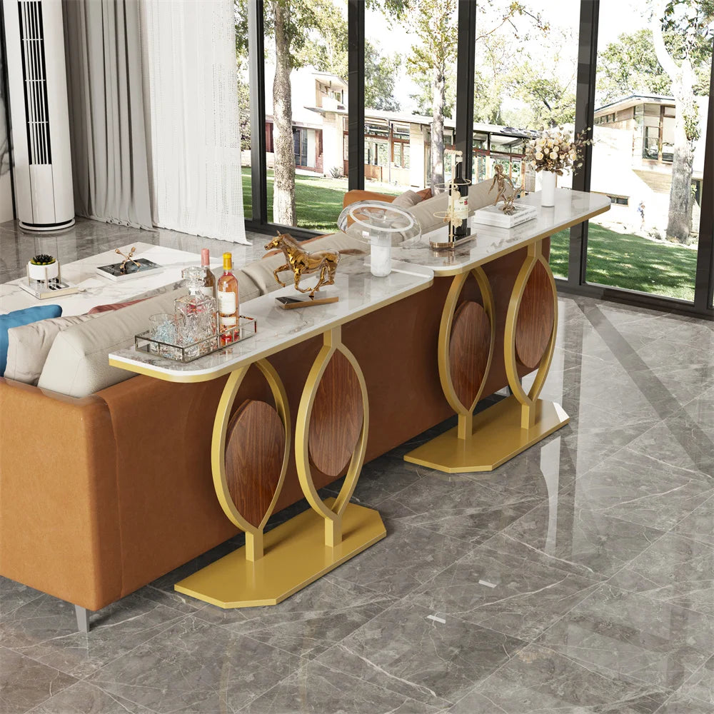LUVODI Luxury Modern Marble Console Table Anti-Scratch Entryway Table for Living Room Bedroom Sofa Back Decor