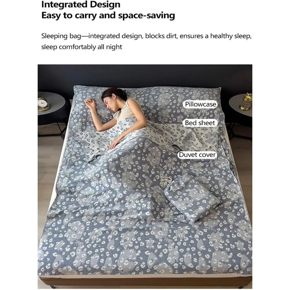 Sleng Bag Liners Lightweight Travel Camping Sheet Double Gauze Cotton Adults Hotel Compact Portable Sleng Sack Indoor Outdoor Ho