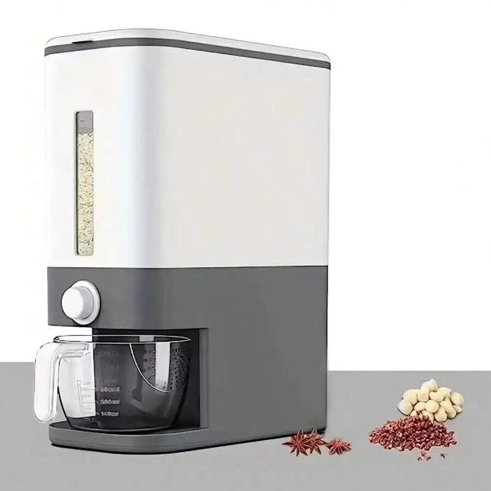 1 Set Rice Dispenser, 22-25 Lbs Rice Container With Measuring Cup, Upgraded Built-In Fresh Box, Cereal Dispenser Storage With L