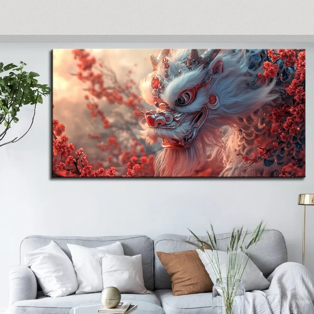 Fantastic Dragon Element Home wall decoration - ideal interior art, 1.5 inch thick pine solid wood frame