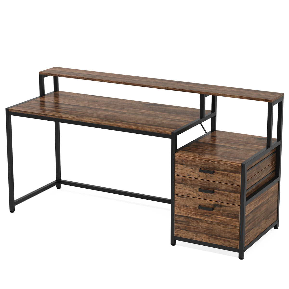 Tribesigns Industrial Computer Desk With Three Drawers And Storage