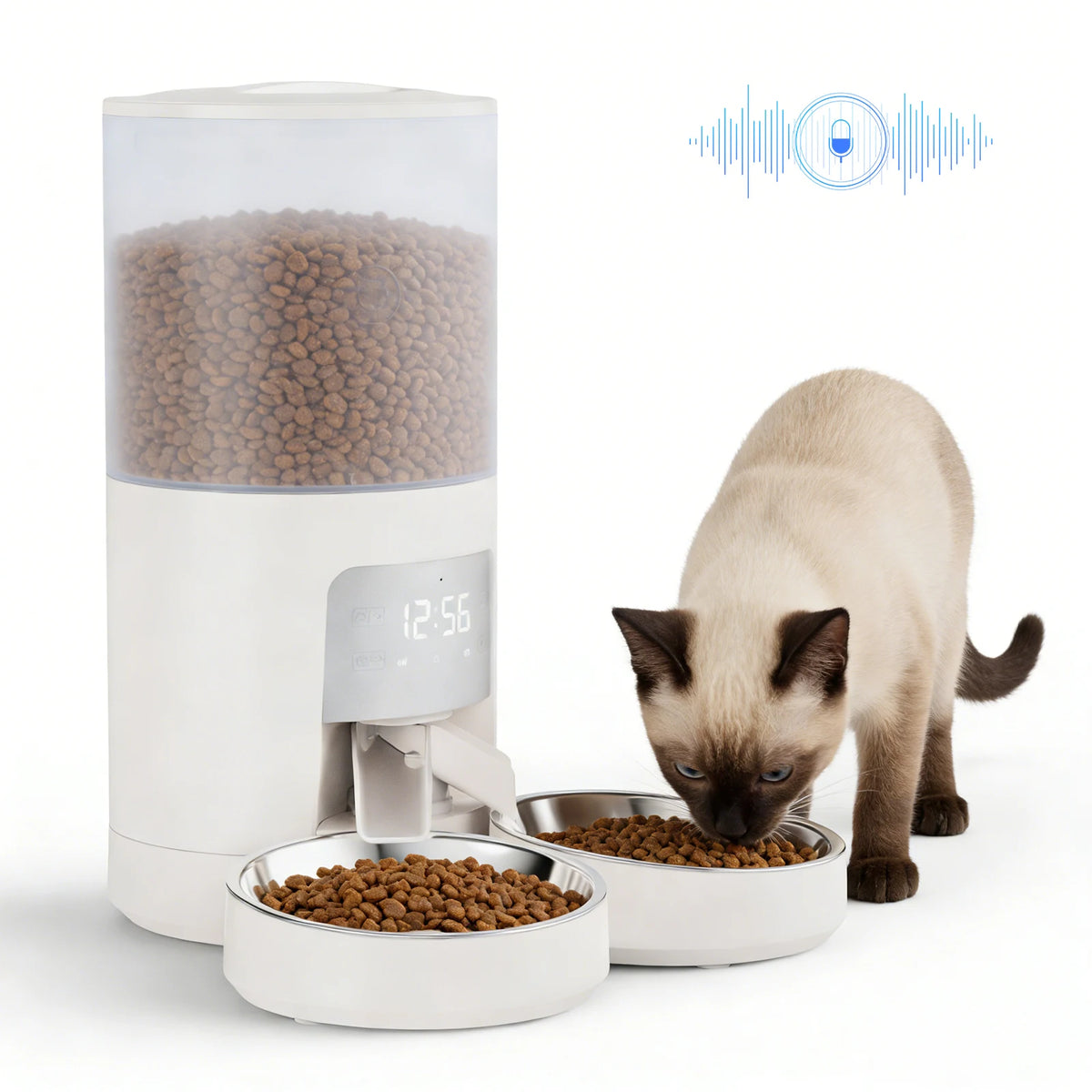 Automatic Cat Feeder With Dual Stainless Bowls And Timed Feeding