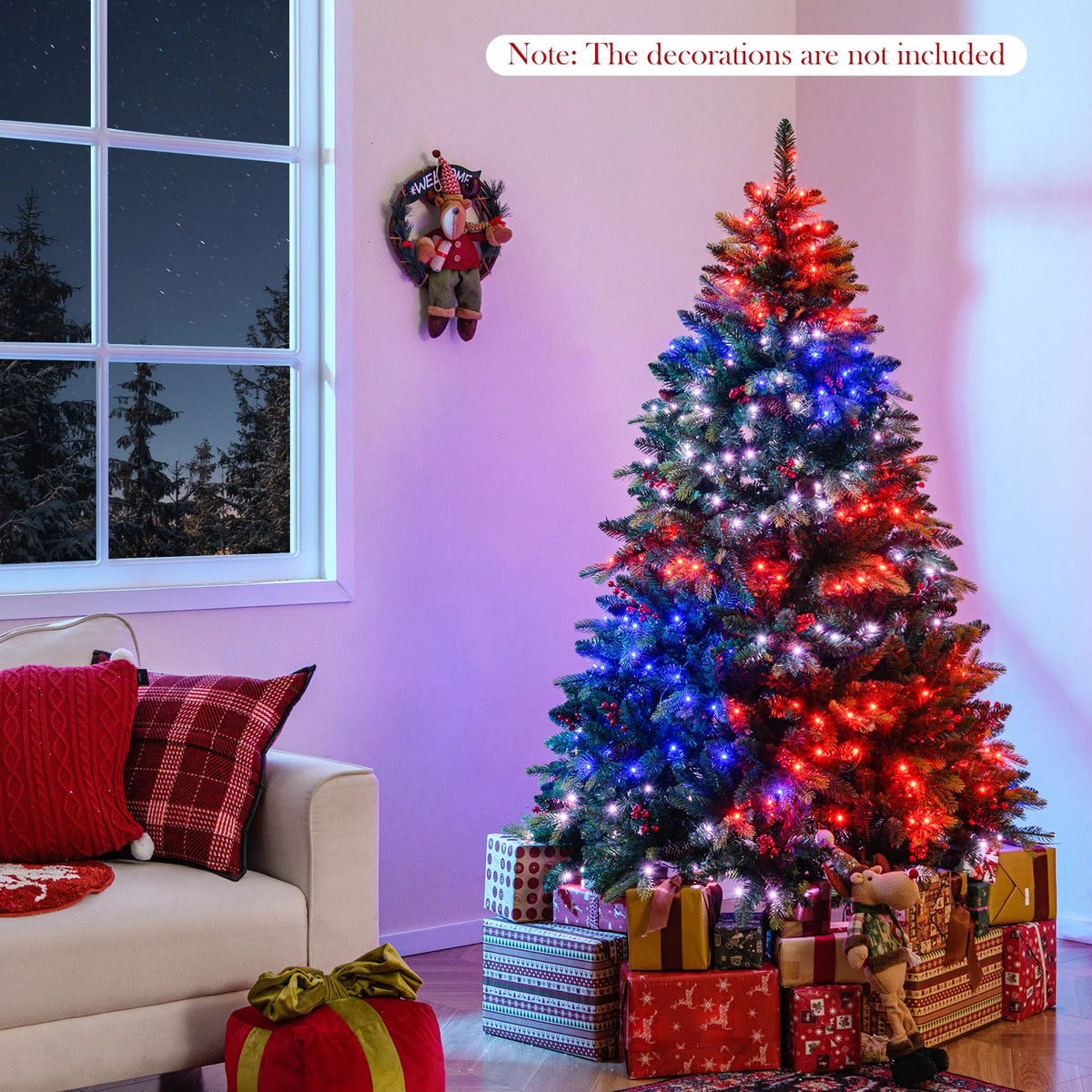 LIFEZEAL Hinged Artificial Christmas Tree With Remote And App Control