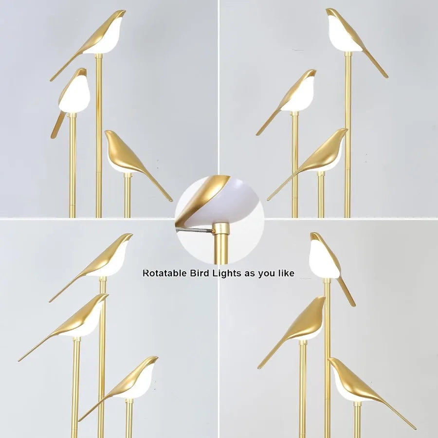 MDNG Floor Lamp With Shelves Modern Mid Century Standing Lamp LED