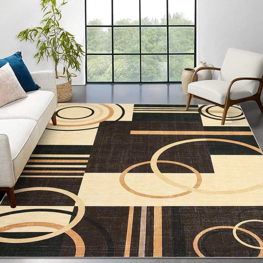 Machine Washable 8x10 Area Rug Modern Geometric Rug Low Pile Foldable Rugs Soft Carpet for Bedroom Living Room Dorm