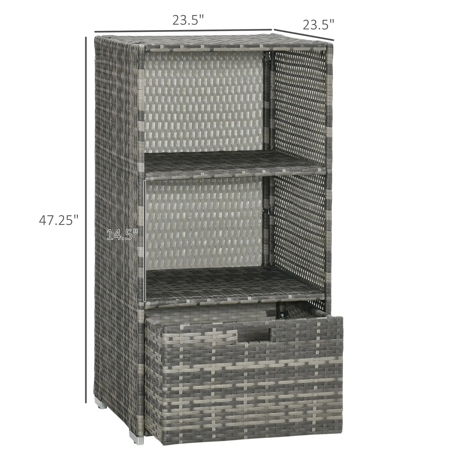Waterproof Pool Storage, Valet Towel Rack, 2 Shelf Organizer Drawer, Gray