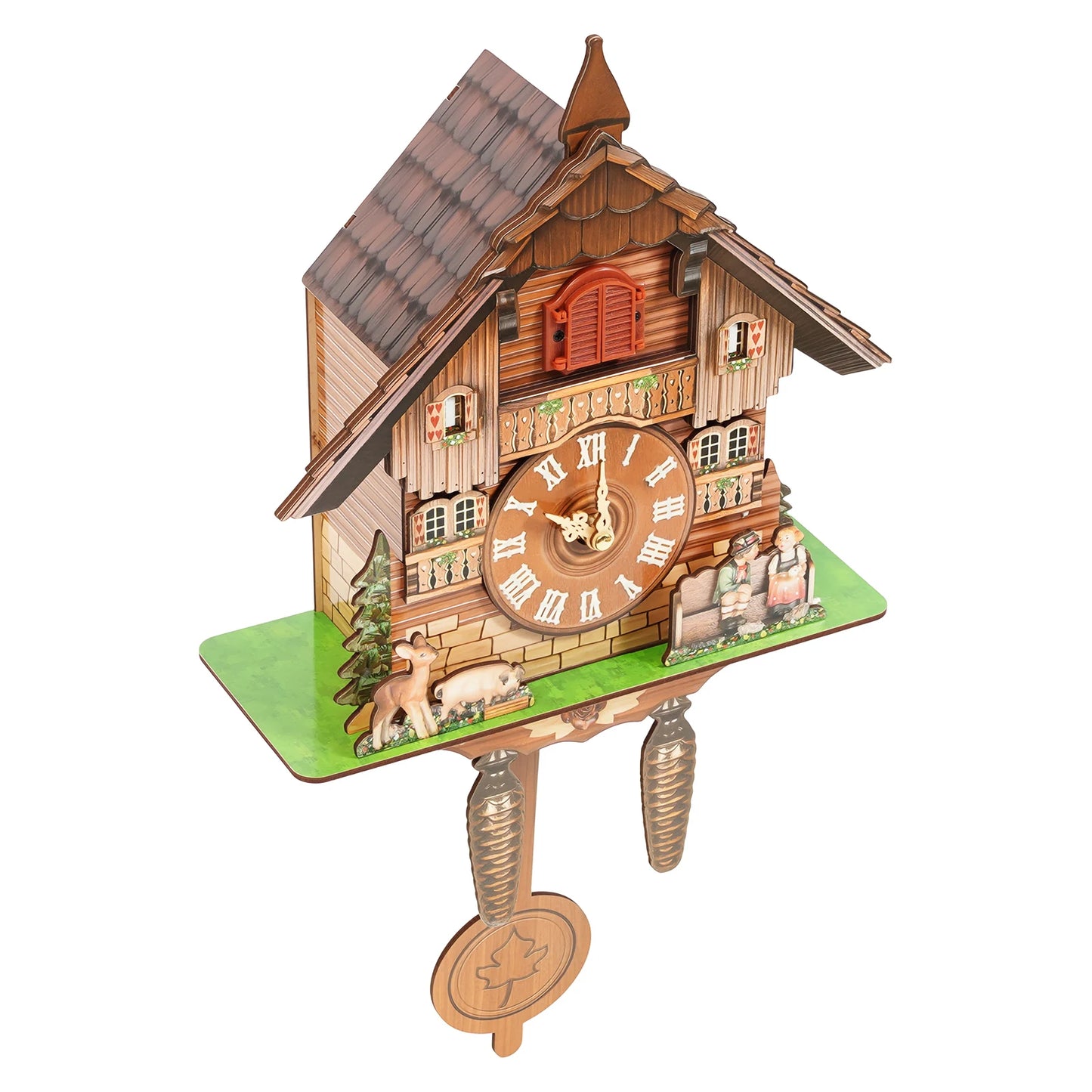 Wall Mount Clock Cuckoo Clock, Wood Cuckoo-Clock, 7:00-21:00 Chime Time 25*10*50cm Pointers+Time Scales Display