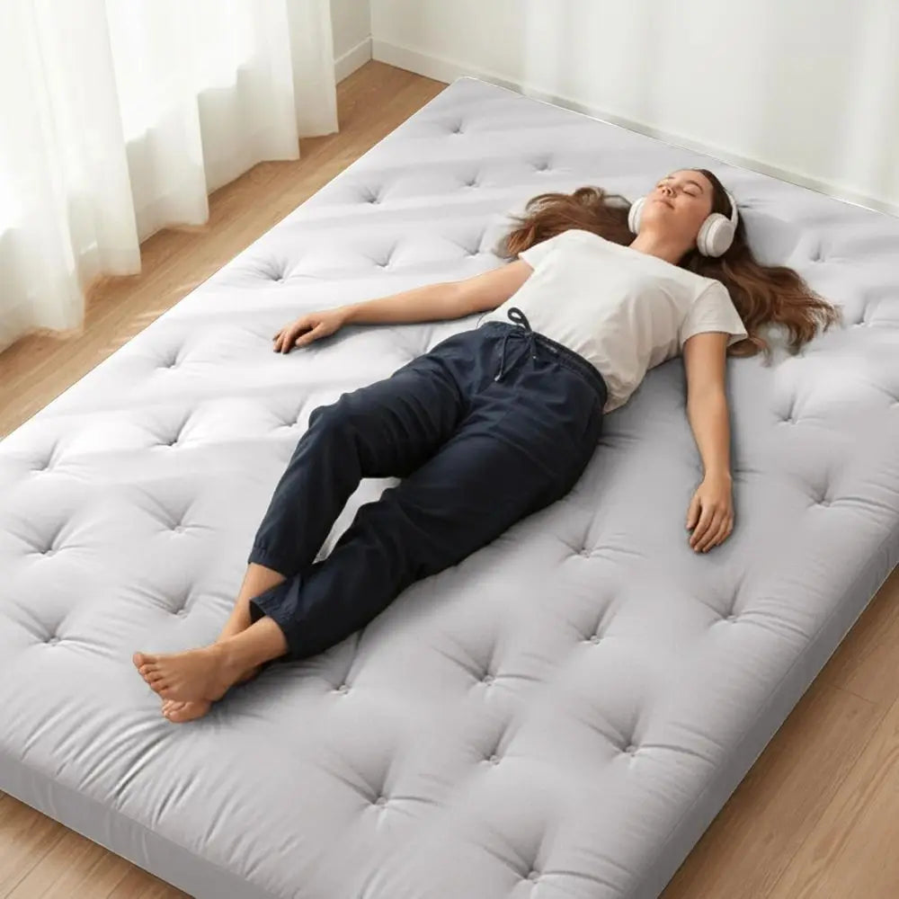 Japanese loor uton MattrTwin Size 75"x 39", 100% Cotton Cover 4'' Thicken Tatami Mattr, oldable Sleng Pad, Portable DormiTatami