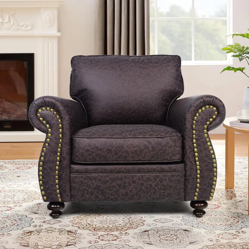 Mid Century Modern Sofa With Rivet Design For Living Rooms