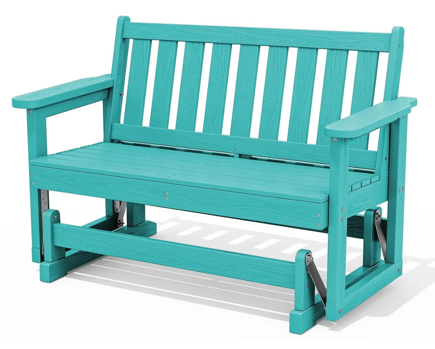 Heavy Duty HDPE Glider Bench All Weather Swinging Seat Porch Garden 660LBS Capacity Deep Navy, Custom