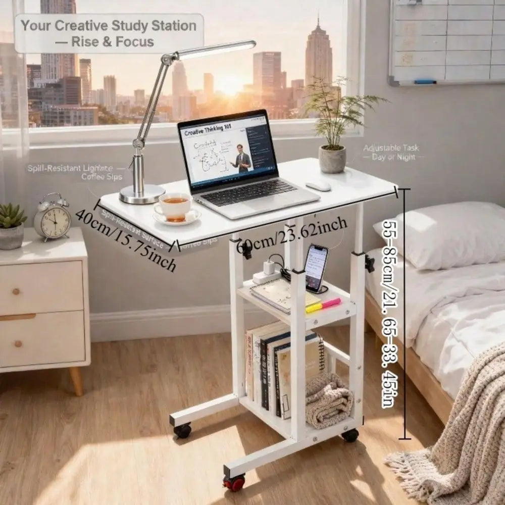 C-Shaped Sofa Side Table, Office Computer Desk, Movable Side Table, Sturdy Metal Frame, Multi-Functional Sofa, Bedroo