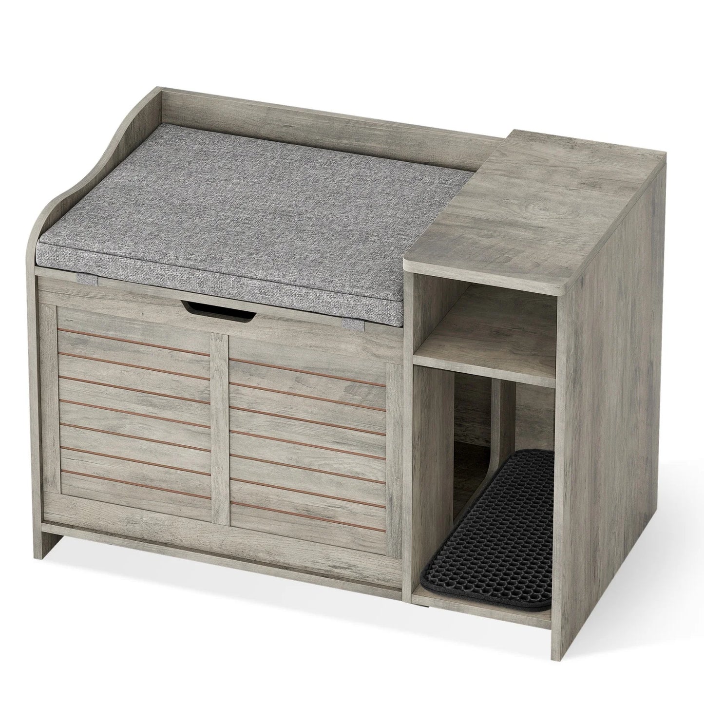 Litter Box Enclosure with Top Opening and Pad, Hidden Litter Box Furniture, Cat Litter Box Cabinet with Scratch Pad